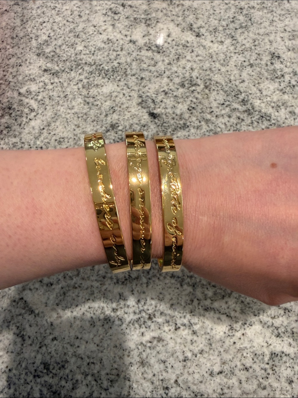 Lilly Pulitzer Gold Script Stackable Tassel Bangle Set